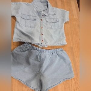 Vince Camuto Girls 2pc tie front top & shorts set Sx 8 EUC